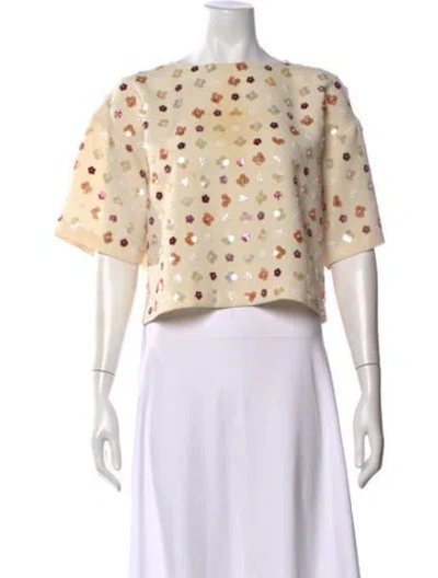 Pre-owned Sachin & Babi Floral Print Crew Neck Top In Neutral