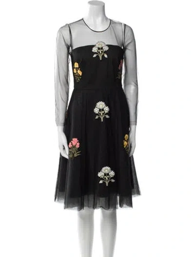 Pre-owned Sachin & Babi Floral Print Knee-length Dress In Black