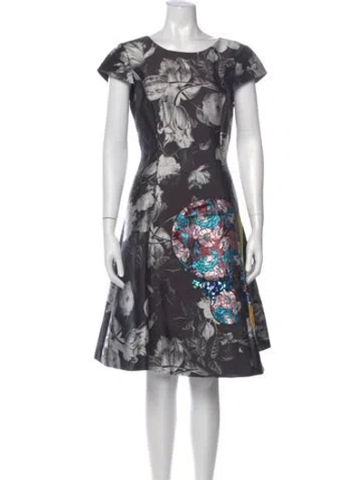 Pre-owned Sachin & Babi Floral Print Knee-length Dress In Black