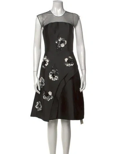 Pre-owned Sachin & Babi Floral Print Knee-length Dress In Black