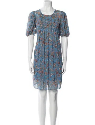 Pre-owned Sachin & Babi Floral Print Knee-length Dress In Blue