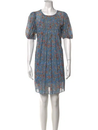 Pre-owned Sachin & Babi Floral Print Knee-length Dress In Blue