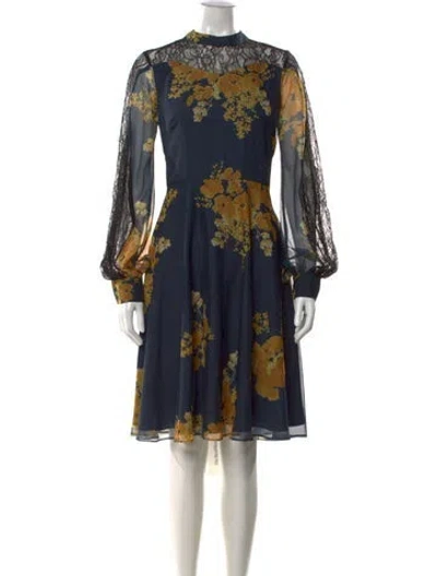Pre-owned Sachin & Babi Floral Print Knee-length Dress In Blue