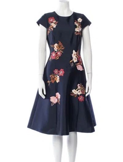 Pre-owned Sachin & Babi Floral Print Knee-length Dress In Blue
