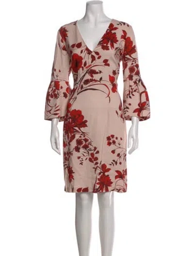 Pre-owned Sachin & Babi Floral Print Knee-length Dress In Pink