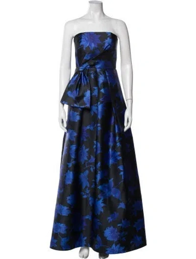 Pre-owned Sachin & Babi Floral Print Long Dress In Black