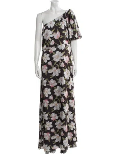Pre-owned Sachin & Babi Floral Print Long Dress In Black