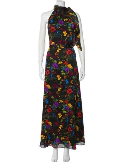Pre-owned Sachin & Babi Floral Print Long Dress In Black