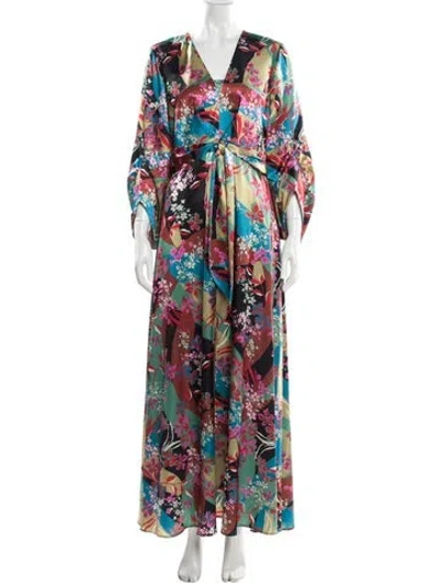 Pre-owned Sachin & Babi Floral Print Long Dress In Black