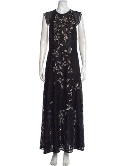 Pre-owned Sachin & Babi Floral Print Long Dress In Black