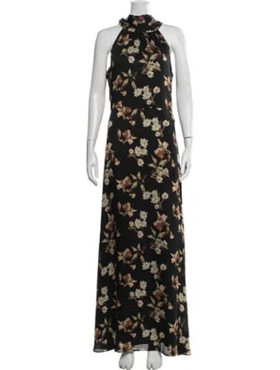 Pre-owned Sachin & Babi Floral Print Long Dress In Black
