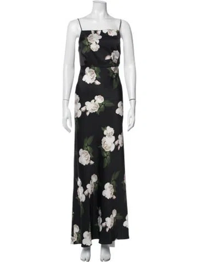 Pre-owned Sachin & Babi Floral Print Long Dress In Black