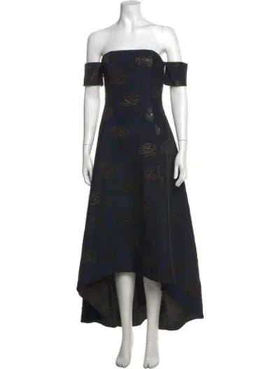 Pre-owned Sachin & Babi Floral Print Long Dress In Black/blue