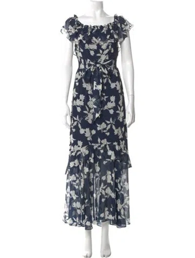 Pre-owned Sachin & Babi Floral Print Long Dress In Blue