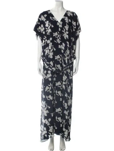 Pre-owned Sachin & Babi Floral Print Long Dress In Blue