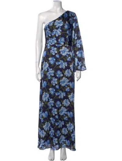 Pre-owned Sachin & Babi Floral Print Long Dress In Blue