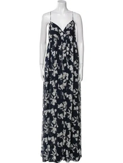 Pre-owned Sachin & Babi Floral Print Long Dress In Blue