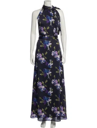Pre-owned Sachin & Babi Floral Print Long Dress In Blue