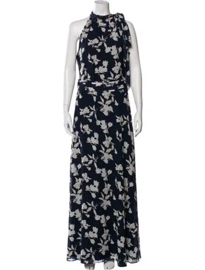 Pre-owned Sachin & Babi Floral Print Long Dress In Blue