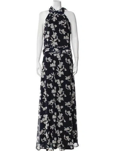 Pre-owned Sachin & Babi Floral Print Long Dress In Blue