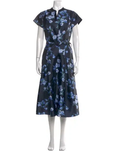 Pre-owned Sachin & Babi Floral Print Long Dress In Blue