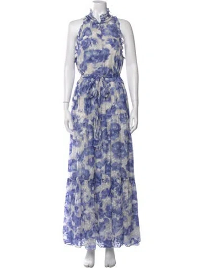 Pre-owned Sachin & Babi Floral Print Long Dress In Blue