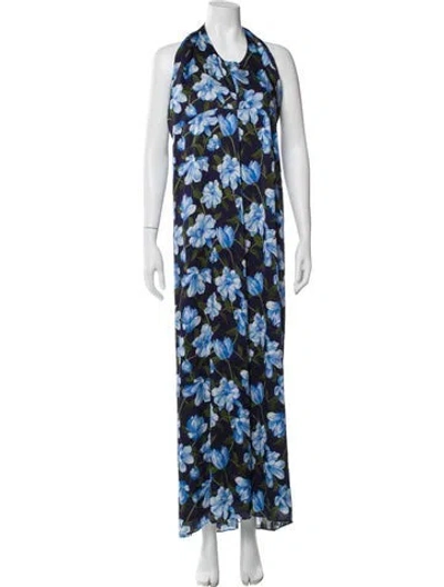 Pre-owned Sachin & Babi Floral Print Long Dress In Blue
