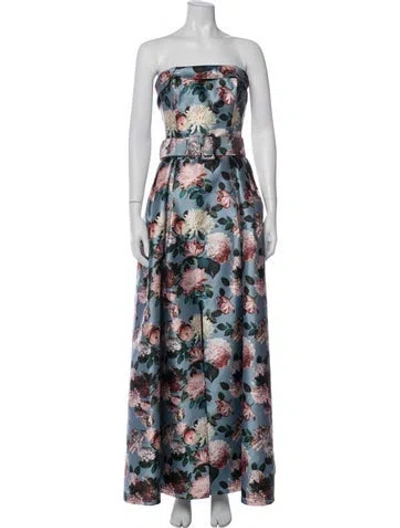 Pre-owned Sachin & Babi Floral Print Long Dress In Blue