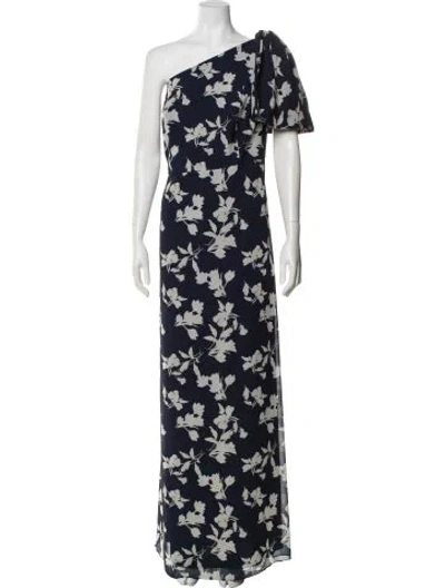 Pre-owned Sachin & Babi Floral Print Long Dress In Blue
