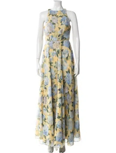 Pre-owned Sachin & Babi Floral Print Long Dress In Blue
