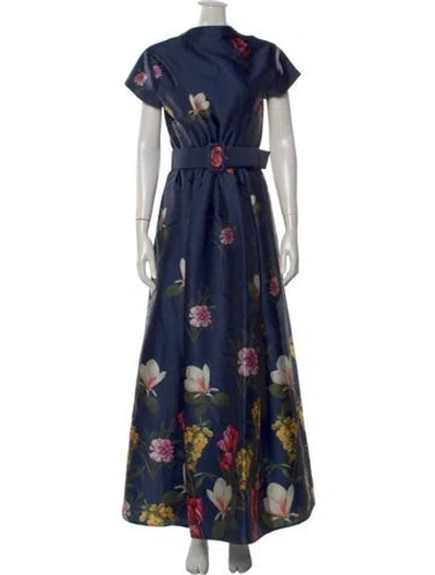 Pre-owned Sachin & Babi Floral Print Long Dress In Blue
