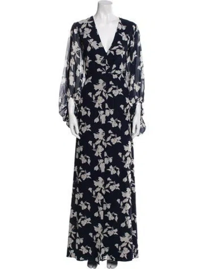 Pre-owned Sachin & Babi Floral Print Long Dress In Blue