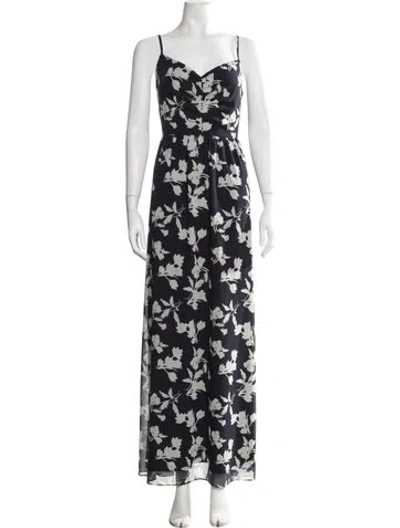 Pre-owned Sachin & Babi Floral Print Long Dress In Blue
