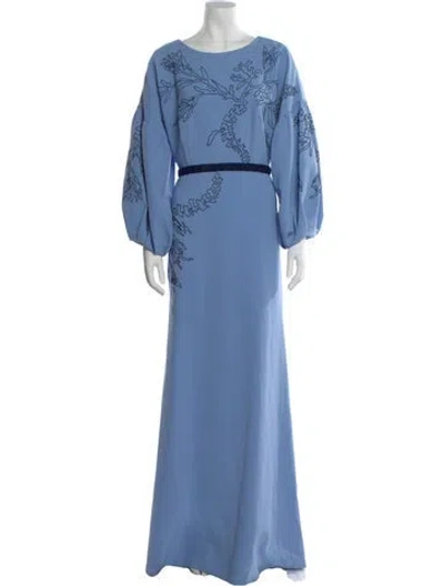Pre-owned Sachin & Babi Floral Print Long Dress In Blue