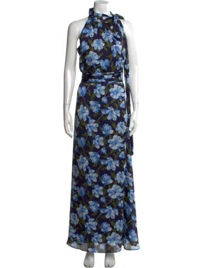 Pre-owned Sachin & Babi Floral Print Long Dress In Blue