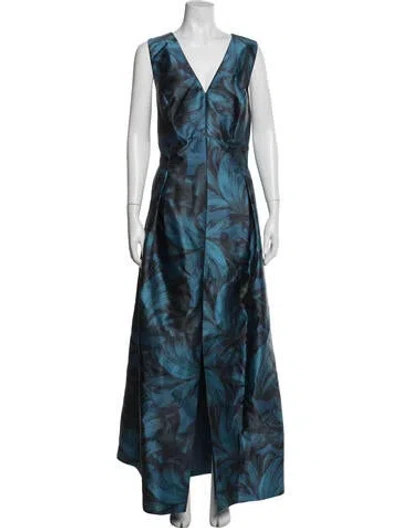 Pre-owned Sachin & Babi Floral Print Long Dress In Blue
