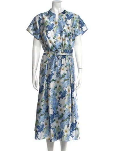 Pre-owned Sachin & Babi Floral Print Long Dress In Blue