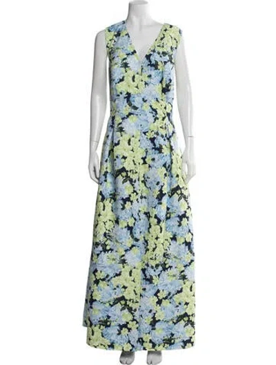 Pre-owned Sachin & Babi Floral Print Long Dress In Blue
