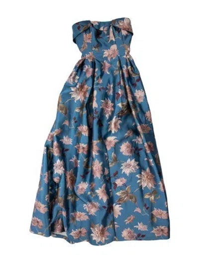 Pre-owned Sachin & Babi Floral Print Long Dress In Blue