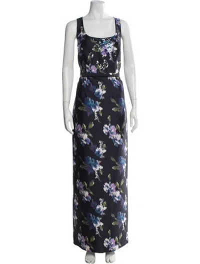Pre-owned Sachin & Babi Floral Print Long Dress In Blue