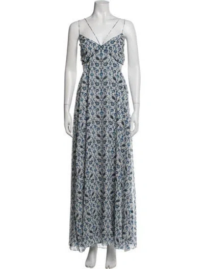 Pre-owned Sachin & Babi Floral Print Long Dress In Blue