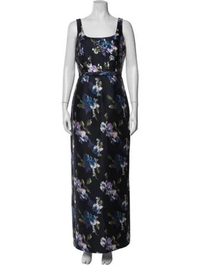 Pre-owned Sachin & Babi Floral Print Long Dress In Blue
