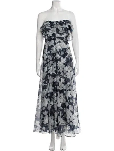 Pre-owned Sachin & Babi Floral Print Long Dress In Blue