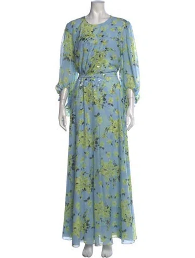 Pre-owned Sachin & Babi Floral Print Long Dress In Blue