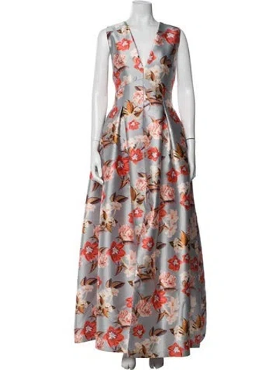 Pre-owned Sachin & Babi Floral Print Long Dress In Blue