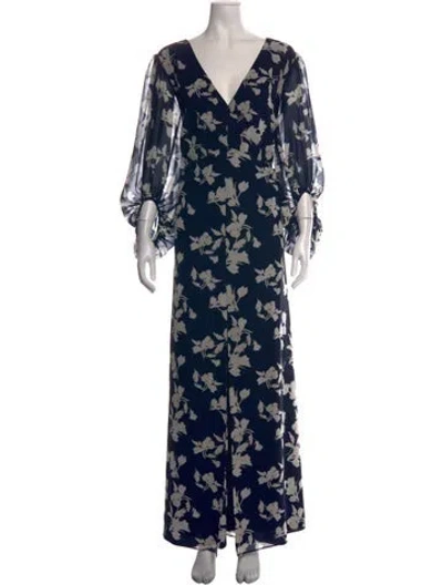 Pre-owned Sachin & Babi Floral Print Long Dress In Blue