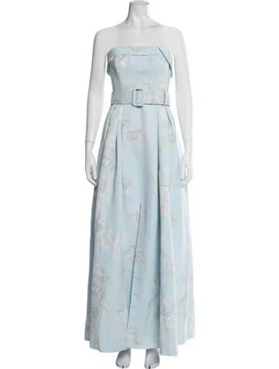 Pre-owned Sachin & Babi Floral Print Long Dress In Blue