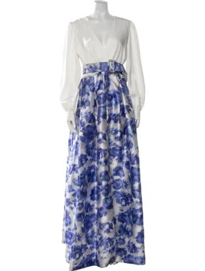 Pre-owned Sachin & Babi Floral Print Long Dress In Blue