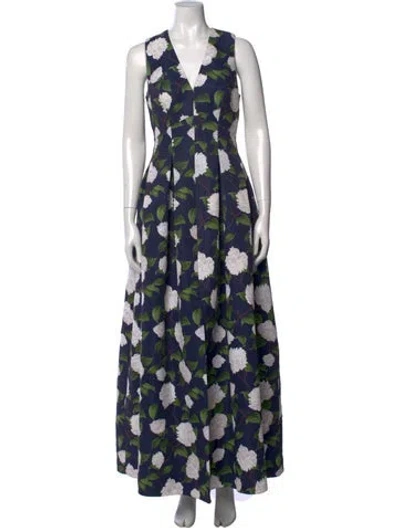 Pre-owned Sachin & Babi Floral Print Long Dress In Blue