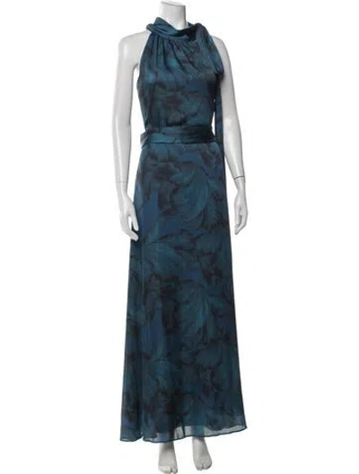 Pre-owned Sachin & Babi Floral Print Long Dress In Blue